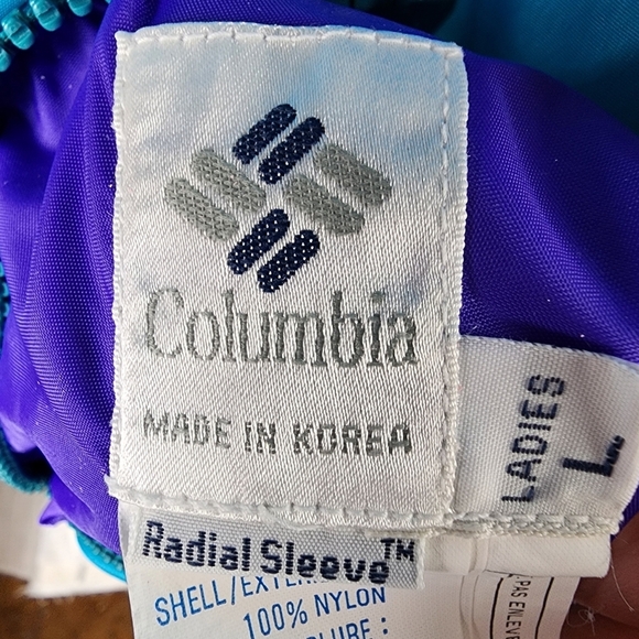 Vintage Reversible Columbia Bomber Jacket Ski Winter Purple Teal Size Large - Picture 4 of 16